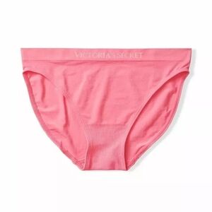 Victoria Secret-Bikini Seamless Microfiber Logo Panty (Pink Coral)- Small